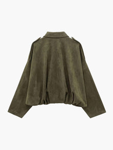 Montarello Women's Faux Suede Bomber Jacket with Collar