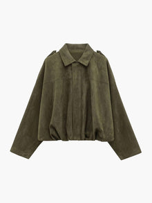 Montarello Women's Faux Suede Bomber Jacket with Collar