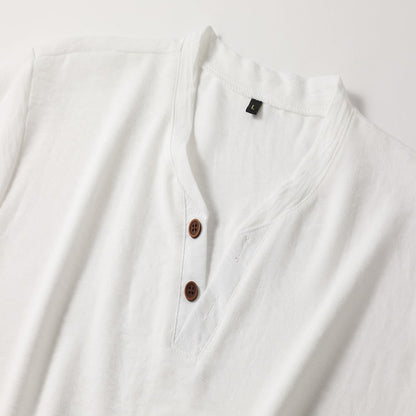 Montarello Men's V-Neck Henley Short Sleeve T-Shirt