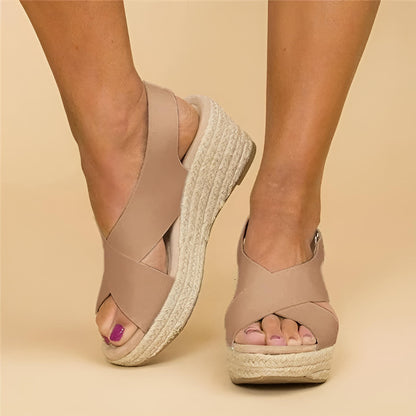 Montarello Cross Strap Espadrille Wedge Sandals Women's
