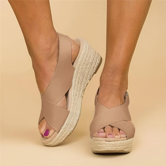 Montarello Cross Strap Espadrille Wedge Sandals Women's
