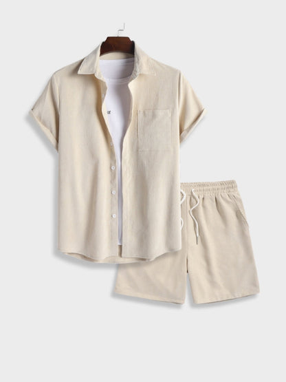 Montarello Linen-Look Men's 2-Piece Shirt & Shorts Set