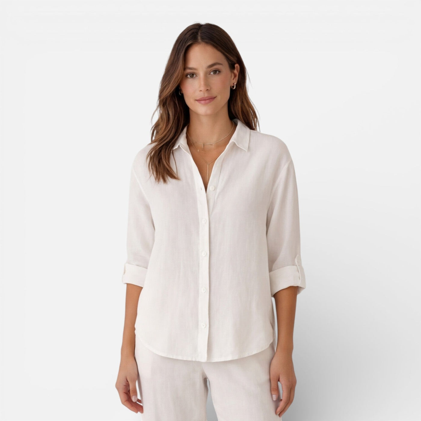 Montarello Women's Relaxed Fit Button-Up Linen-Look Summer Shirt