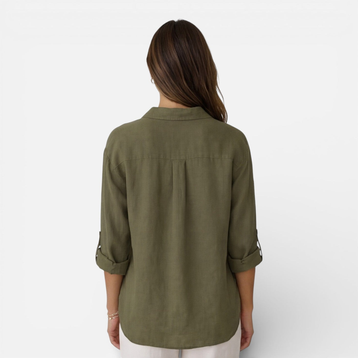 Montarello Women's Relaxed Fit Button-Up Linen-Look Summer Shirt