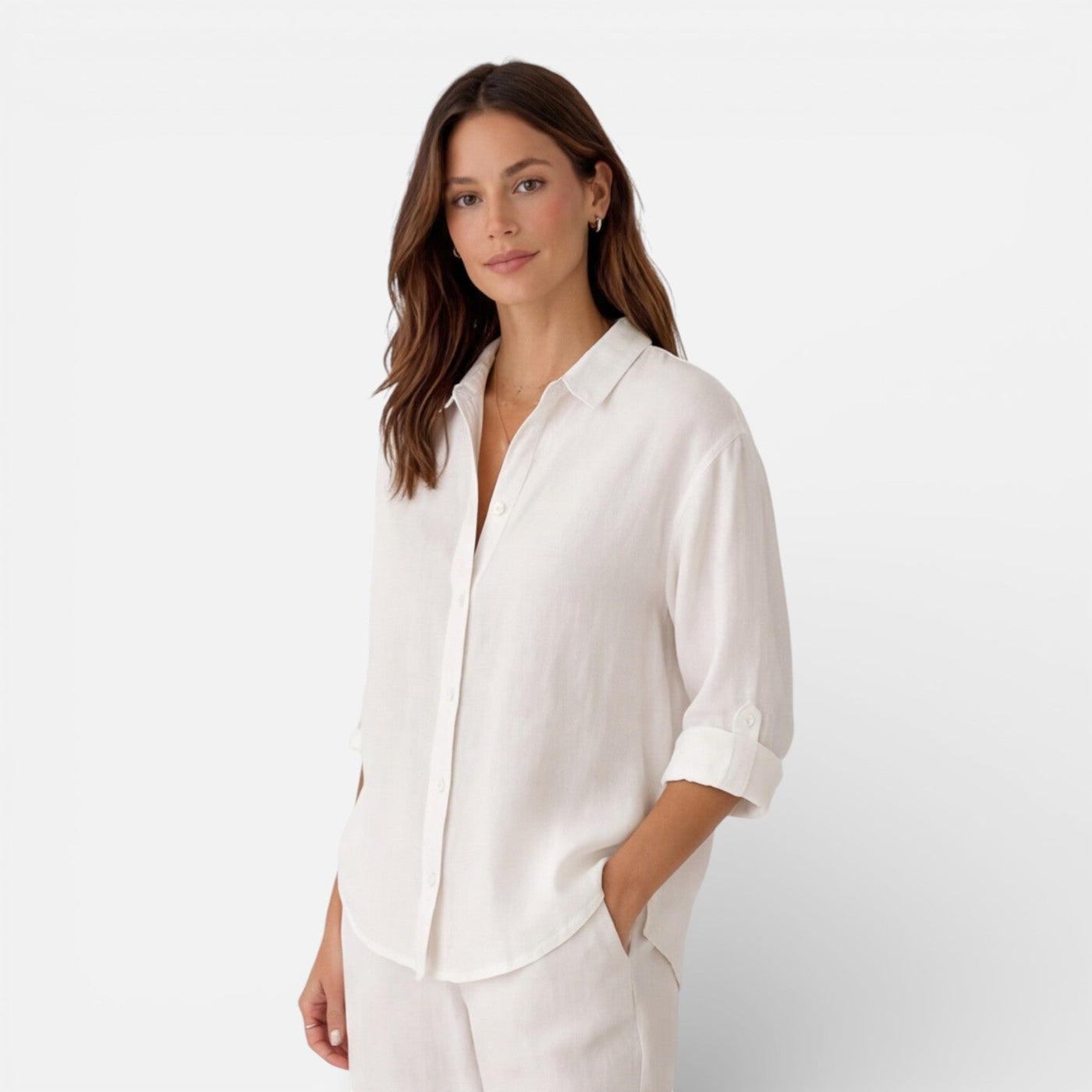 Montarello Women's Relaxed Fit Button-Up Linen-Look Summer Shirt