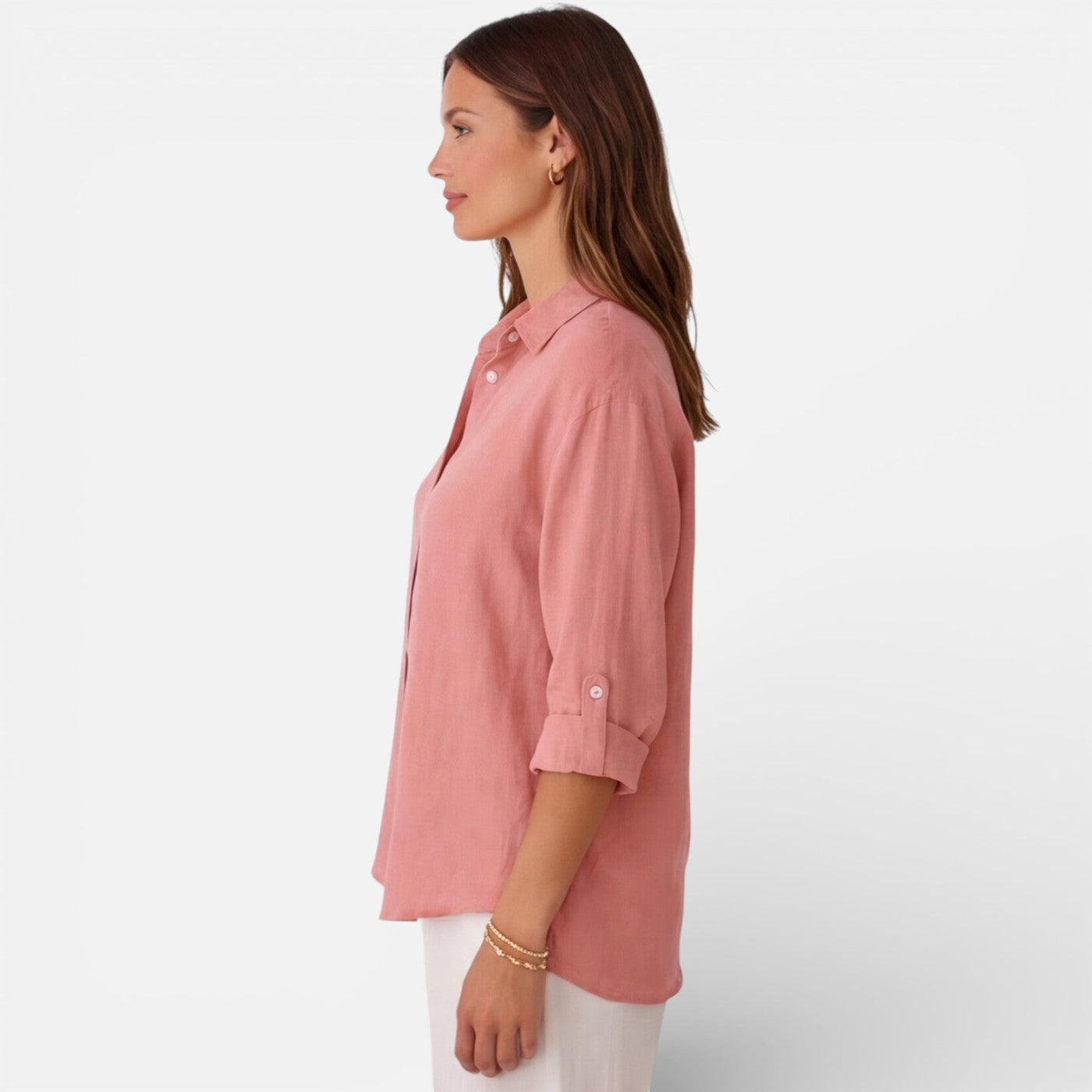 Montarello Women's Relaxed Fit Button-Up Linen-Look Summer Shirt
