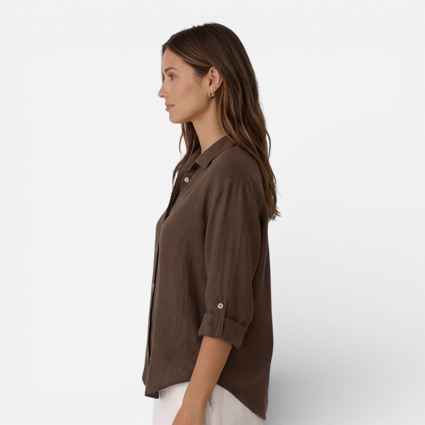 Montarello Women's Relaxed Fit Button-Up Linen-Look Summer Shirt