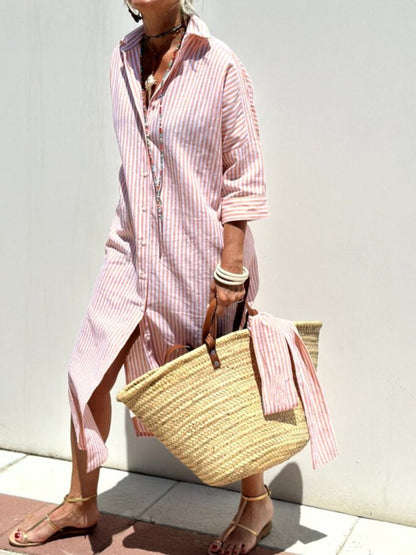 Montarello Striped Women's Button-Down Shirt Dress