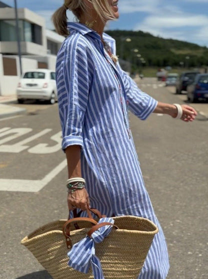 Montarello Striped Women's Button-Down Shirt Dress