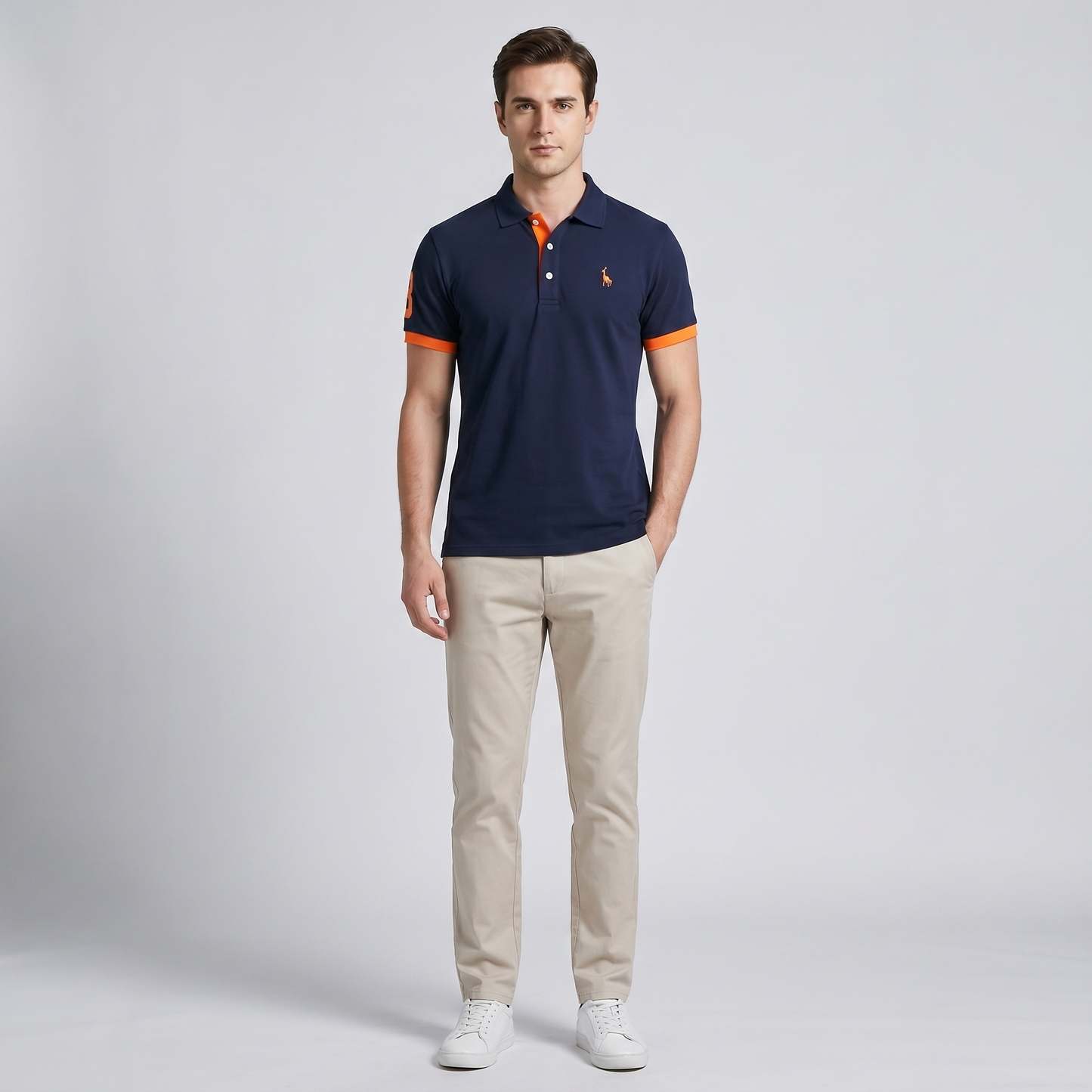 Montarello Men's Contrast-Trim Short Sleeve Polo Shirt