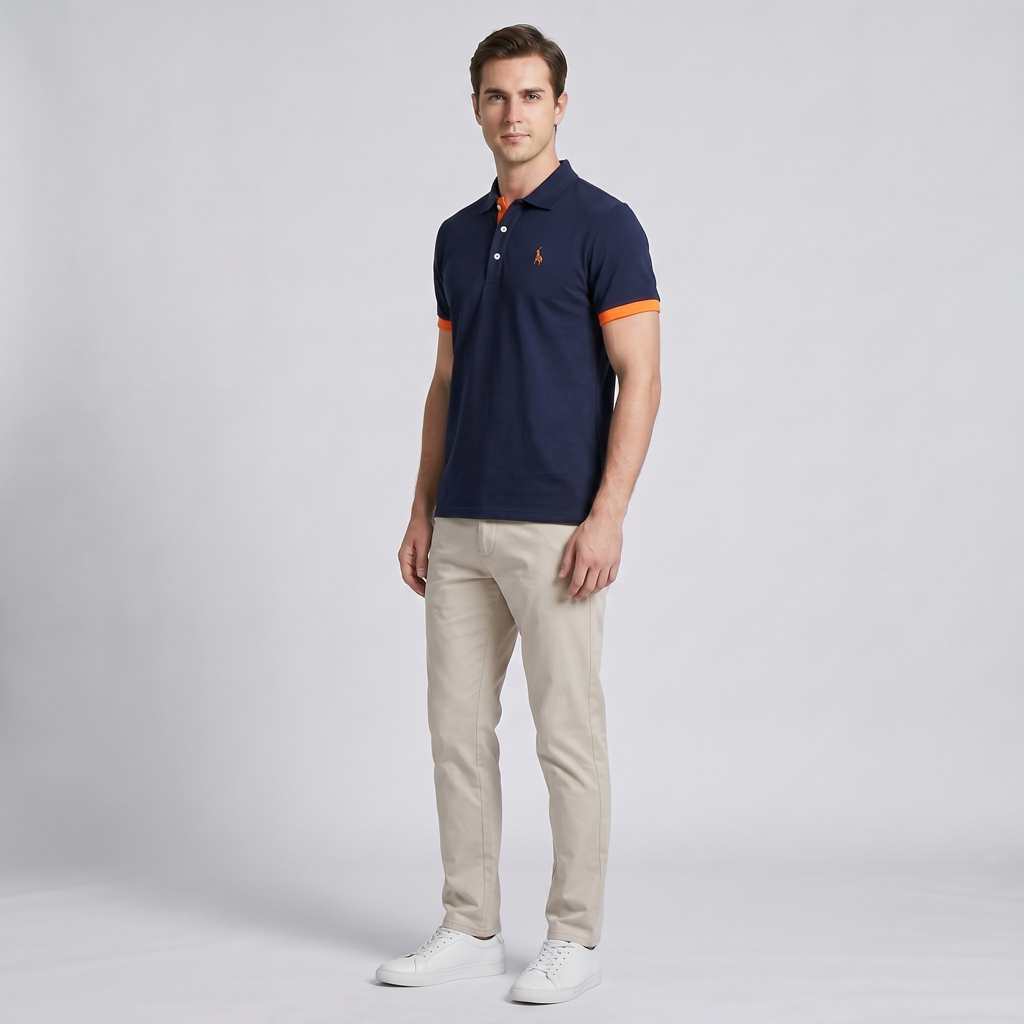 Montarello Men's Contrast-Trim Short Sleeve Polo Shirt