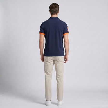 Montarello Men's Contrast-Trim Short Sleeve Polo Shirt