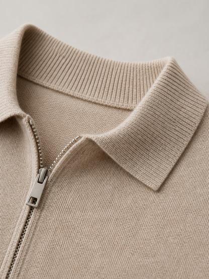 Montarello Men's Quarter Zip Polo Jumper in Fine Knit