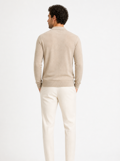 Montarello Men's Quarter Zip Polo Jumper in Fine Knit