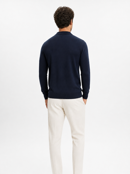 Montarello Men's Quarter Zip Polo Jumper in Fine Knit