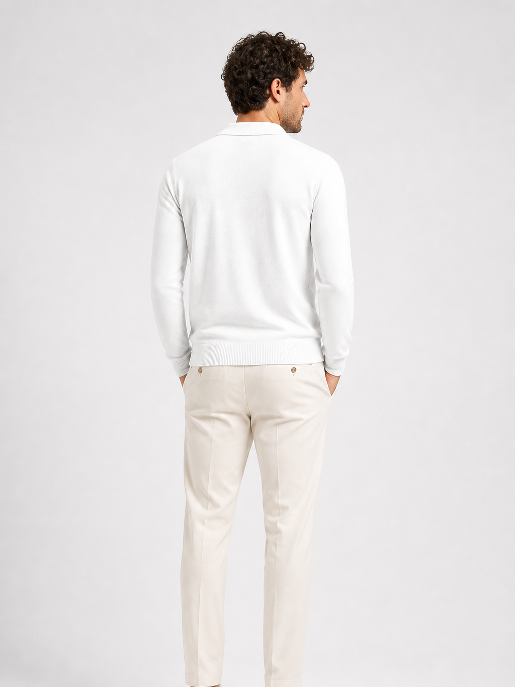Montarello Men's Quarter Zip Polo Jumper in Fine Knit
