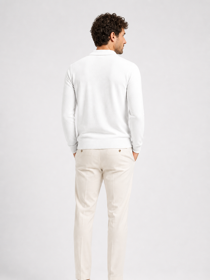 Montarello Men's Quarter Zip Polo Jumper in Fine Knit