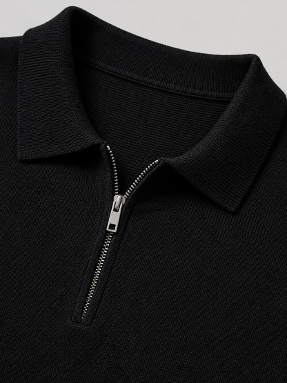 Montarello Men's Quarter Zip Polo Jumper in Fine Knit