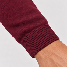 Montarello Men's Quarter-Zip Knitted-Look Sweater with Stand Collar – burgundy cuff detail