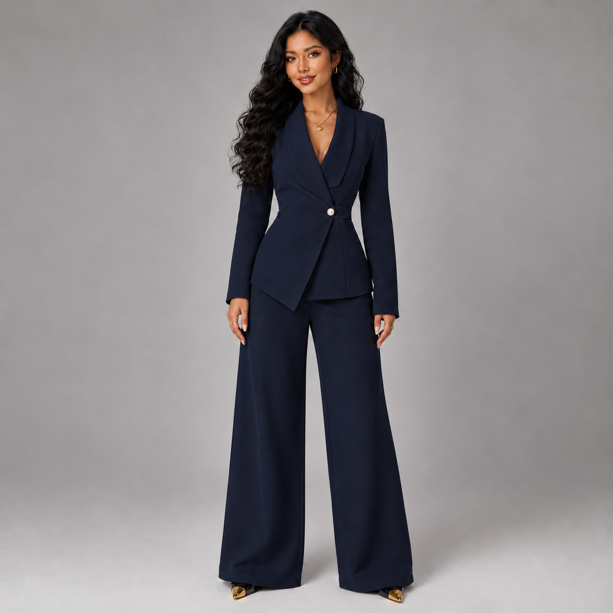 Montarello women's trouser suit – navy front