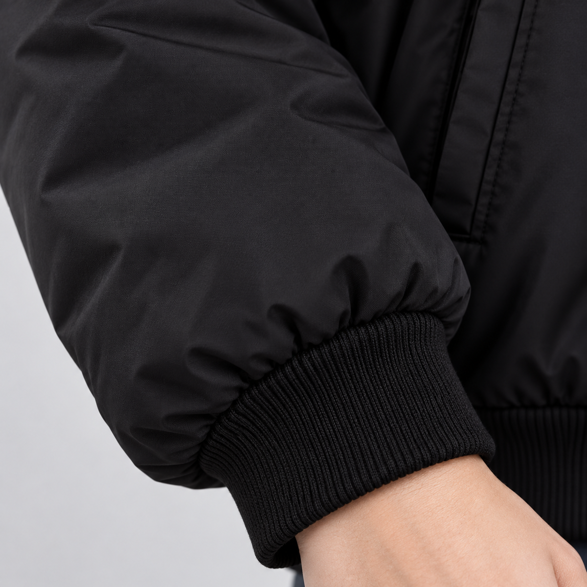 Montarello Women's Hooded Puffer Jacket with Faux Fur Trim – black cuff detail