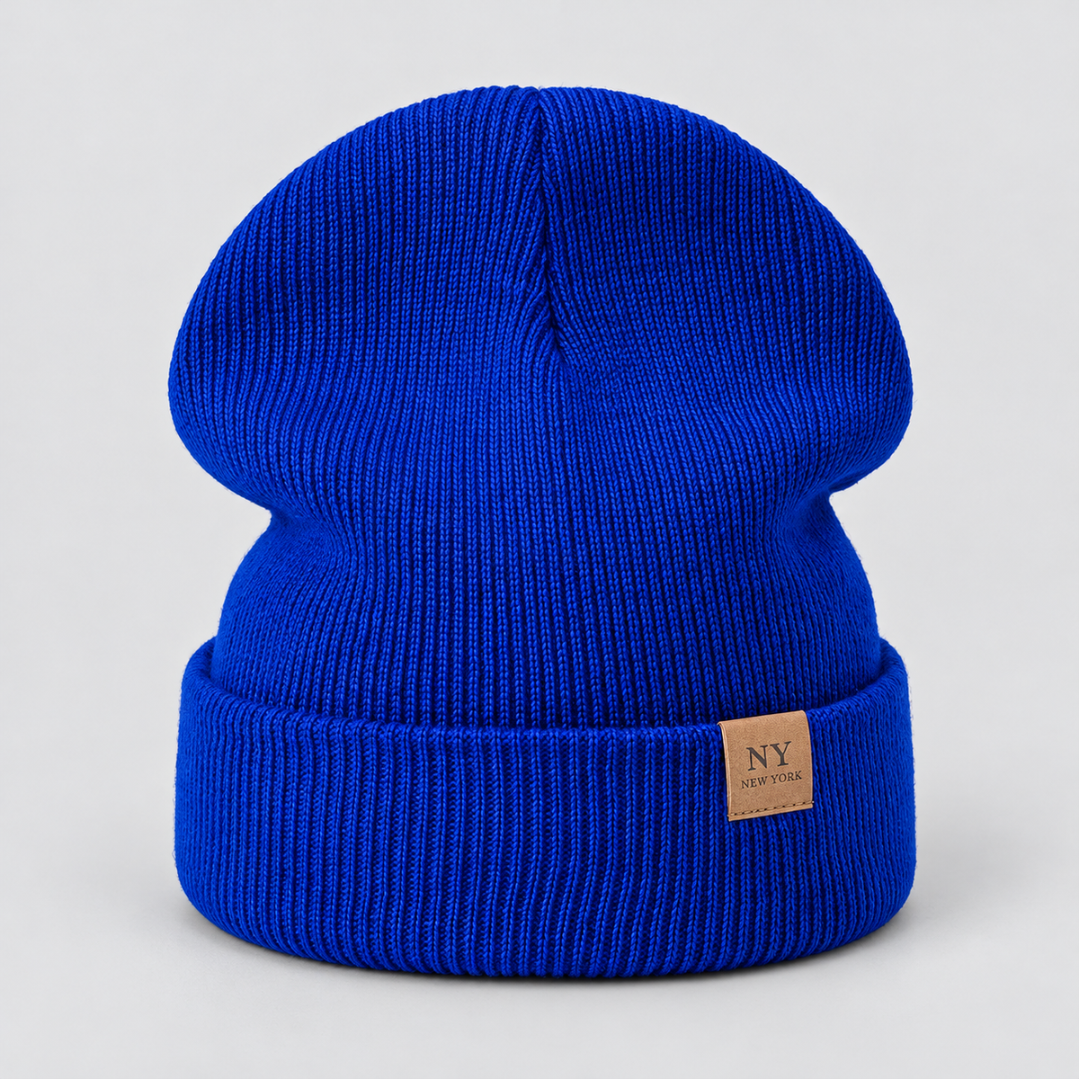 Montarello Women’s Hat Beanie Slouchy Knitted Cuffed — Blue — product view