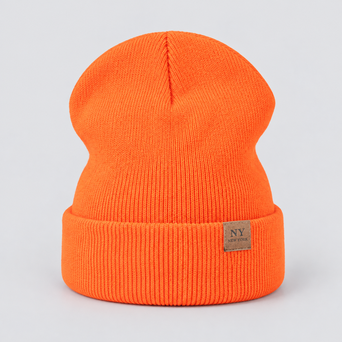 Montarello Women’s Hat Beanie Slouchy Knitted Cuffed — Mandarin — product view