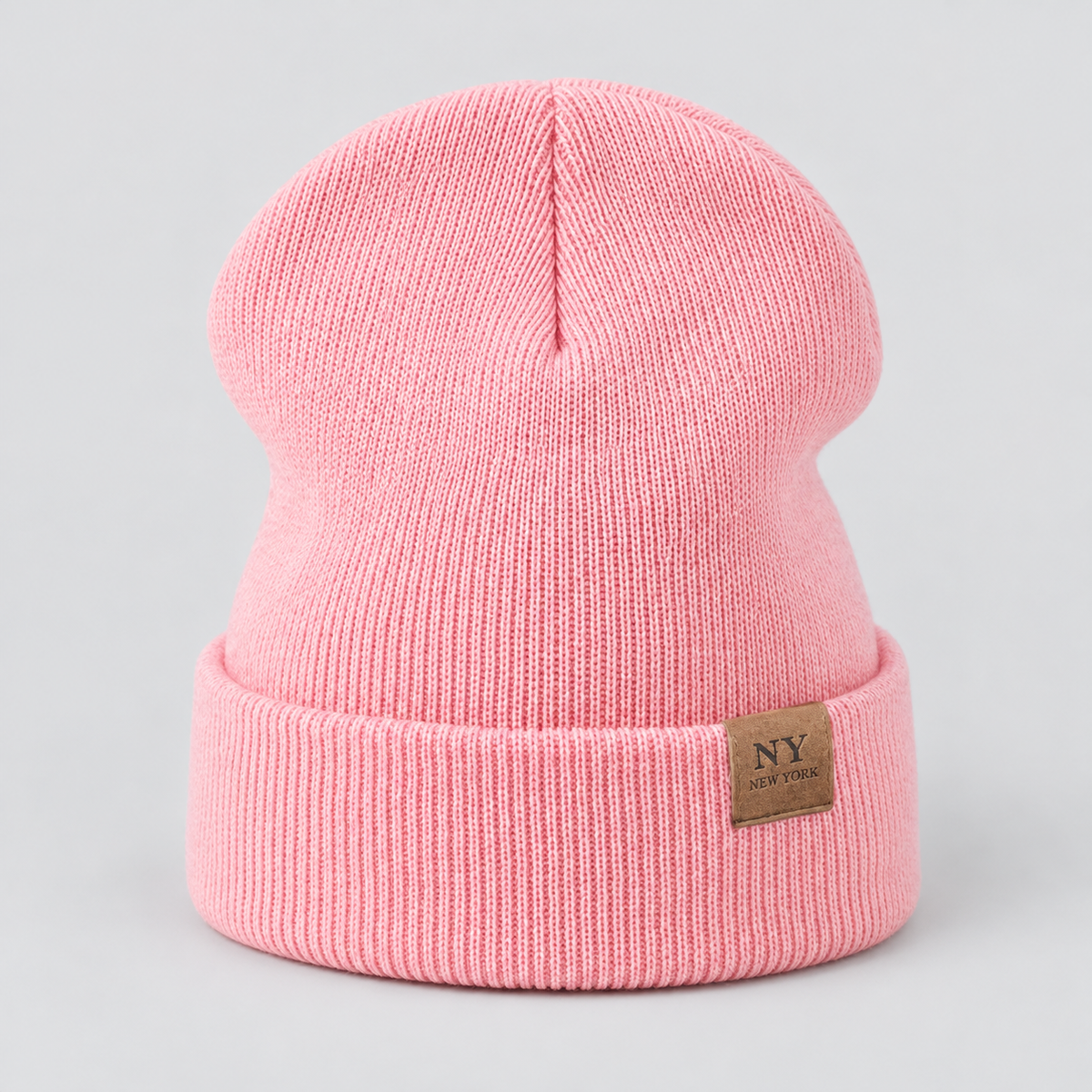 Montarello Women’s Hat Beanie Slouchy Knitted Cuffed — Pink — product view