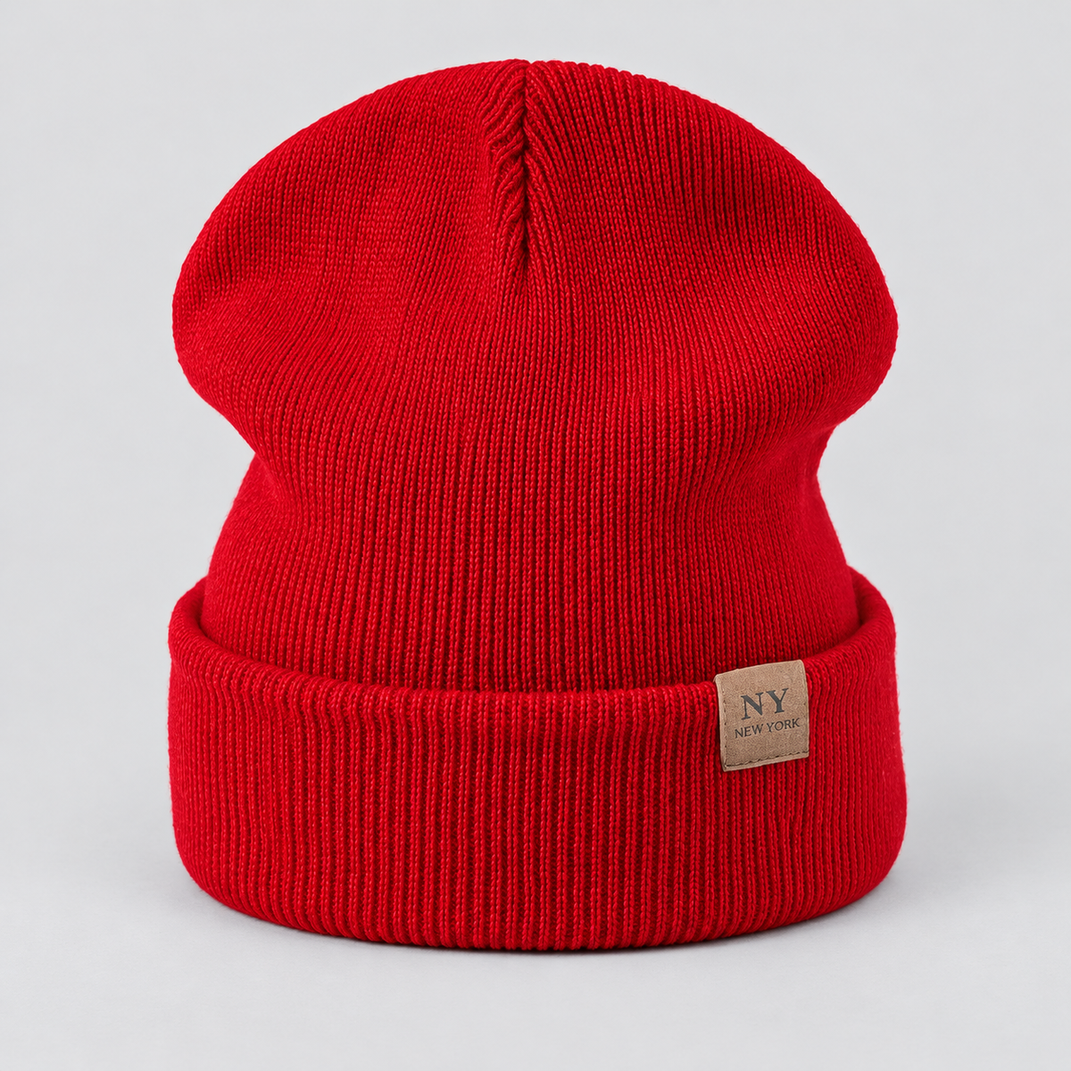 Montarello Women’s Hat Beanie Slouchy Knitted Cuffed — Red — product view