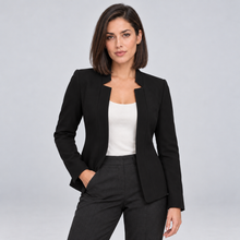 Montarello Women's Open Front Longline Blazer - Black - front studio view