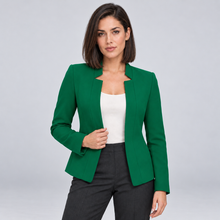 Montarello Women's Open Front Longline Blazer - Green - front studio view