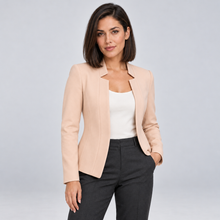 Montarello Women's Open Front Longline Blazer - Pink - front studio view