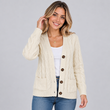 Montarello women's cable knit cardigan – beige front