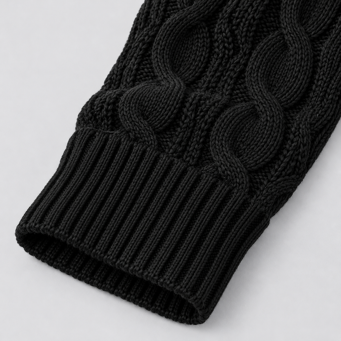 Montarello women's cable knit cardigan – black sleeve detail