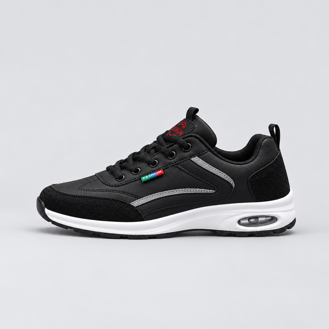 Montarello Men's Trainers Low Top Lace-Up — Black — side view