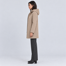 Montarello Women's Hooded Coat with Full Zip — Beige — side view