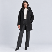 Montarello Women's Hooded Coat with Full Zip — Black — front view