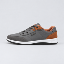 Montarello Men's Trainers Lace-Up with Contrast Heel — Grey — side view
