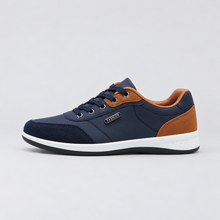 Montarello Men's Trainers Lace-Up with Contrast Heel — Navy — side view