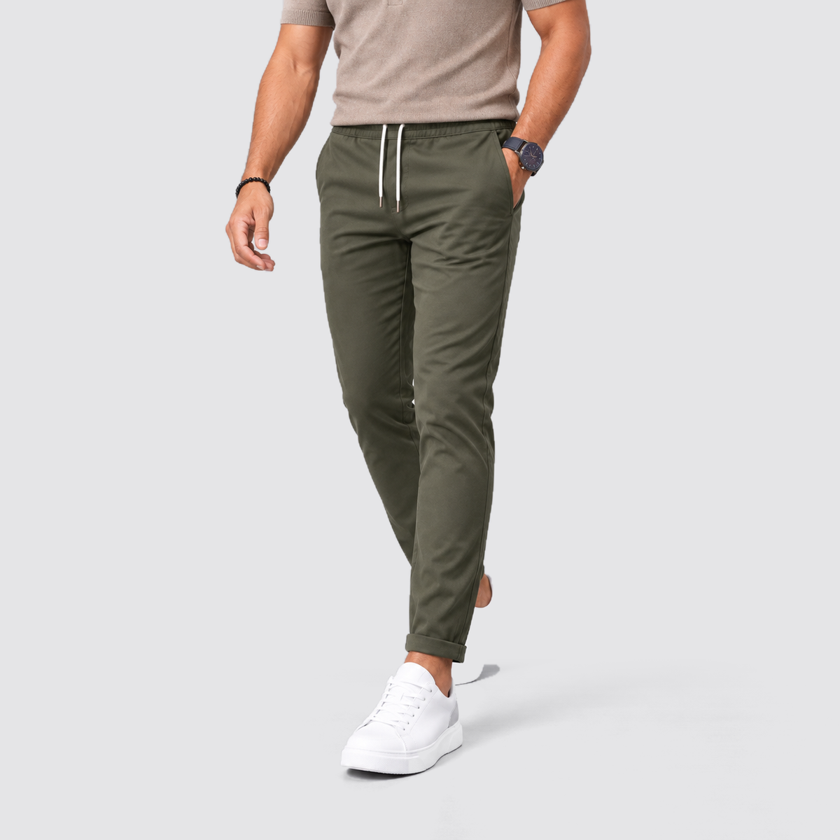 Montarello drawstring trousers - Dark Green - walking
