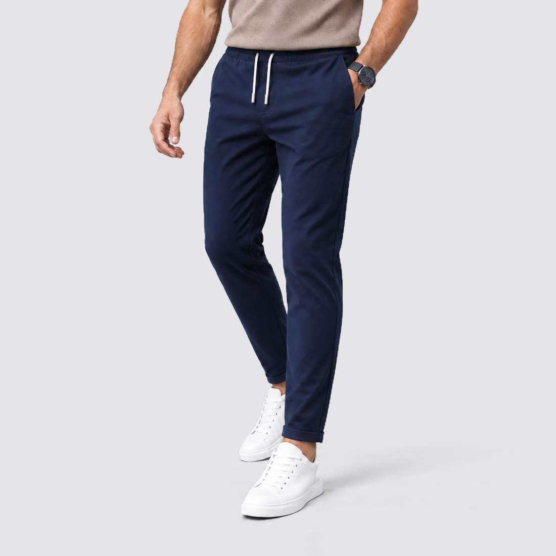 Montarello drawstring trousers - Navy Blue - walking