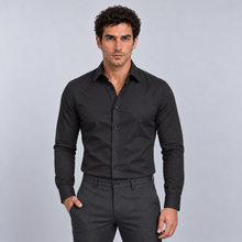 Montarello Men's Wrinkle-Free Formal Shirt – Black – front