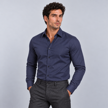 Montarello Men's Wrinkle-Free Formal Shirt – Navy Blue – front