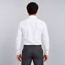 Montarello Men's Wrinkle-Free Formal Shirt – White (Black Buttons) – back