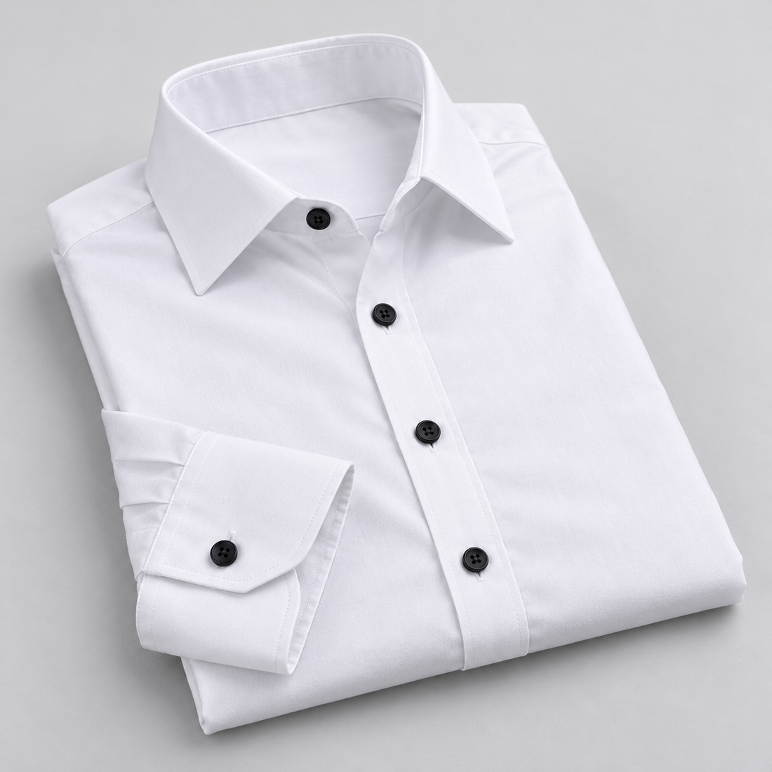 Montarello Men's Wrinkle-Free Formal Shirt – White (Black Buttons) – detail