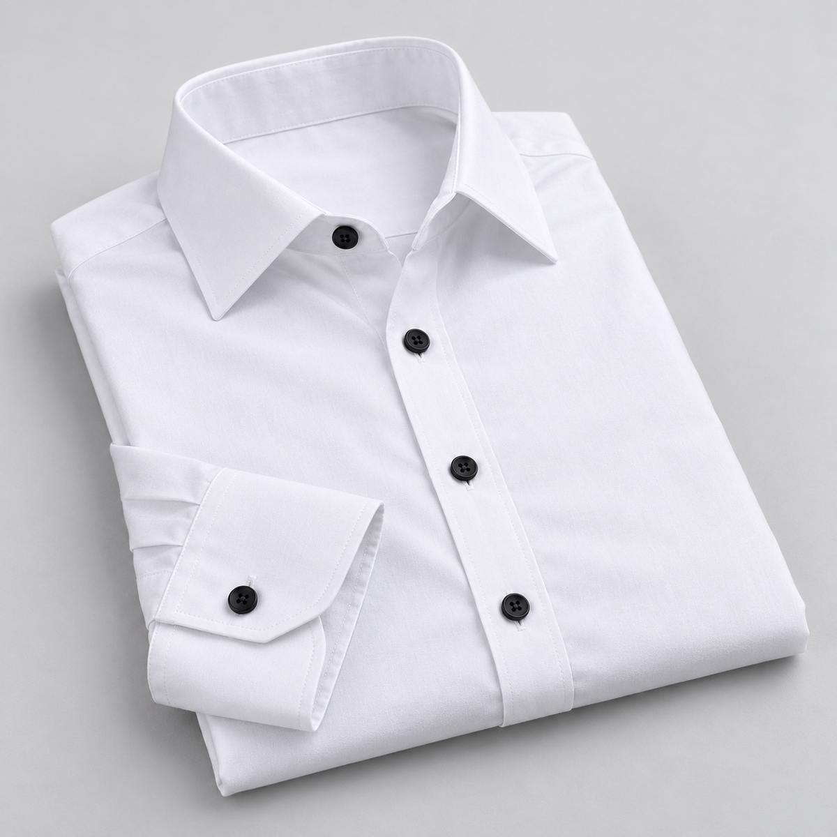 Montarello Men's Wrinkle-Free Formal Shirt – White (Black Buttons) – detail