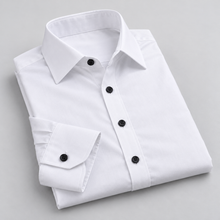 Montarello Men's Wrinkle-Free Formal Shirt – White (Black Buttons) – detail