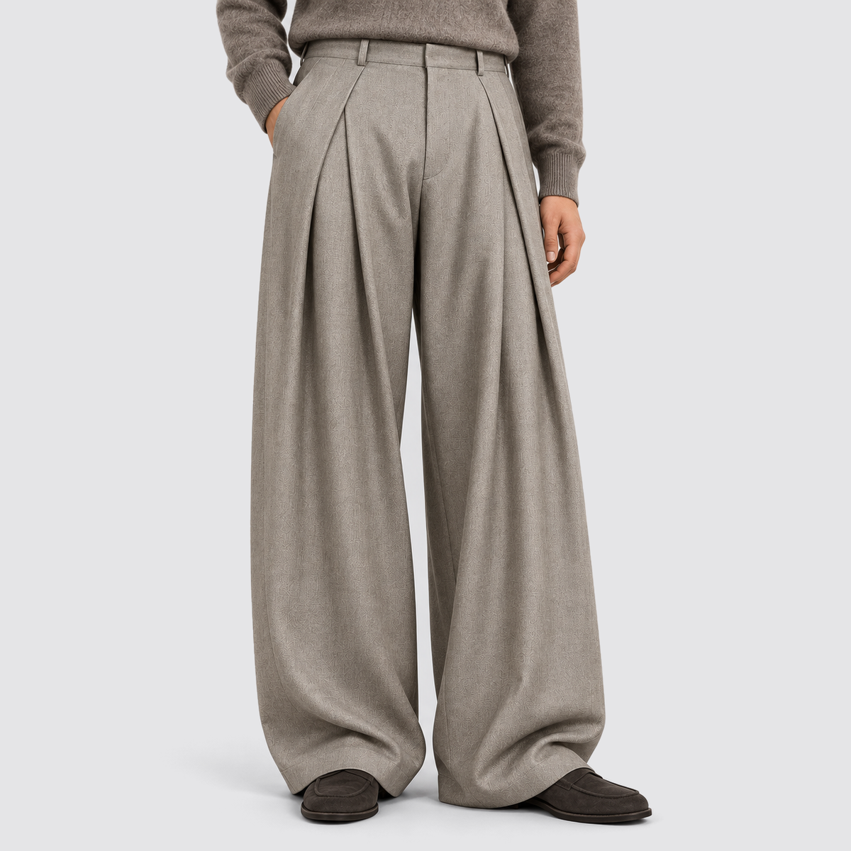 Montarello Wide Leg Pleated High Waist – Grey – 01