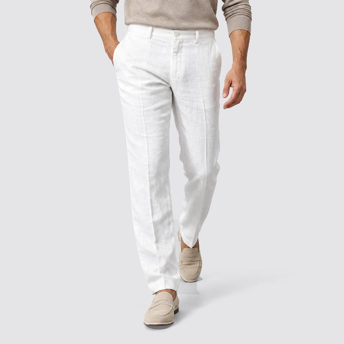 Montarello linen-smart trousers - White - walking