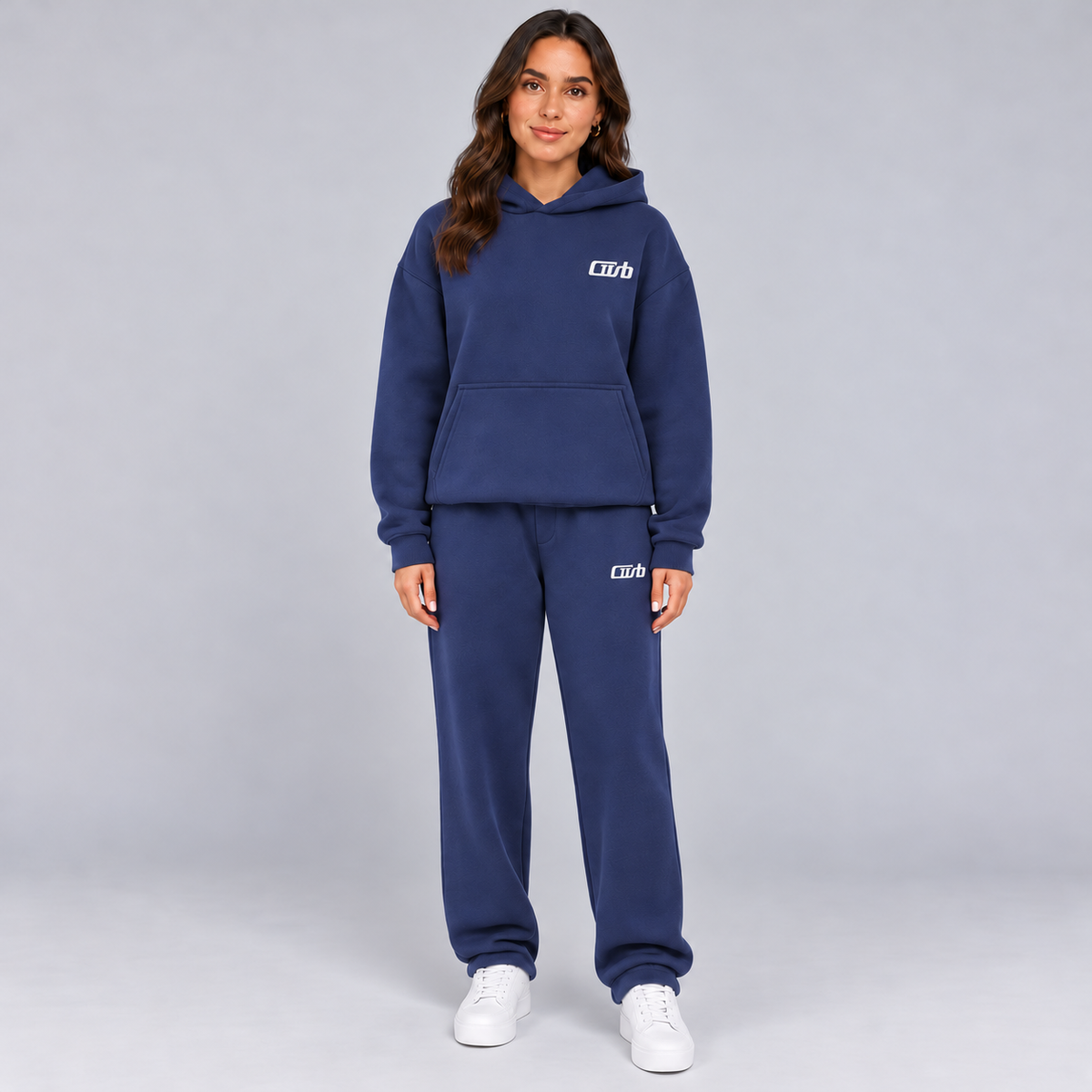 Montarello Women's Tracksuit Hooded Two Piece Relaxed Fit - Blue - main
